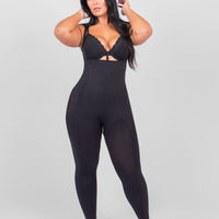 Dhalia - Knee-Length Full Body Shaper with Removable Shoulder Straps