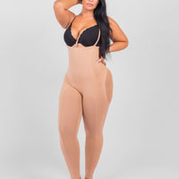 Dhalia - Knee-Length Full Body Shaper with Removable Shoulder Straps