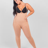 Dhalia - Knee-Length Full Body Shaper with Removable Shoulder Straps