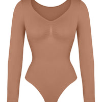 Marcella - Seamless Long Sleeve Bodysuit with Thong, Bust Support & Tummy Control