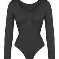 Marcella - Seamless Long Sleeve Bodysuit with Thong, Bust Support & Tummy Control
