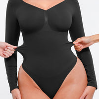 Marcella - Seamless Long Sleeve Bodysuit with Thong, Bust Support & Tummy Control