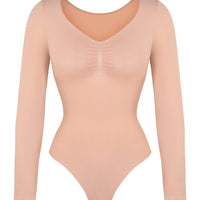 Marcella - Seamless Long Sleeve Bodysuit with Thong, Bust Support & Tummy Control