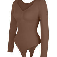 Marcella - Seamless Long Sleeve Bodysuit with Thong, Bust Support & Tummy Control