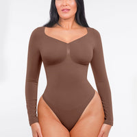 Marcella - Seamless Long Sleeve Bodysuit with Thong, Bust Support & Tummy Control