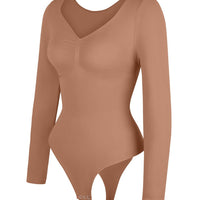 Marcella - Seamless Long Sleeve Bodysuit with Thong, Bust Support & Tummy Control