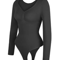 Marcella - Seamless Long Sleeve Bodysuit with Thong, Bust Support & Tummy Control