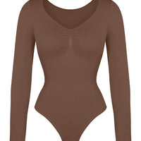 Marcella - Seamless Long Sleeve Bodysuit with Thong, Bust Support & Tummy Control