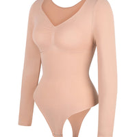 Marcella - Seamless Long Sleeve Bodysuit with Thong, Bust Support & Tummy Control