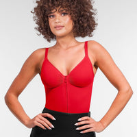 Stefanie Zipper - Seamless Plunge Bodysuit – Breast Support and Internal Clips