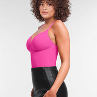 Stefanie Zipper - Seamless Plunge Bodysuit – Breast Support and Internal Clips