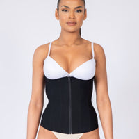 Tara - Waist Trainer with Zipper and Hooks - 9 Steel Boning