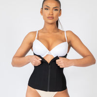 Tara - Waist Trainer with Zipper and Hooks - 9 Steel Boning