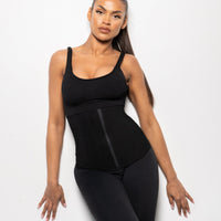 Tara - Waist Trainer with Zipper and Hooks - 9 Steel Boning