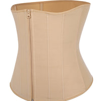 Tara - Waist Trainer with Zipper and Hooks - 9 Steel Boning