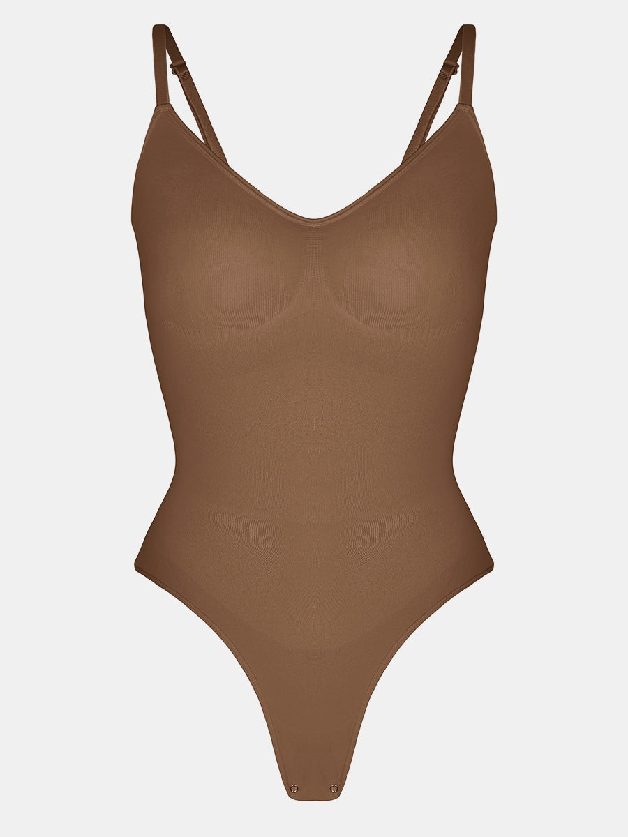 Stefanie - Seamless Bodysuit String with Spaghetti Shoulder Straps
