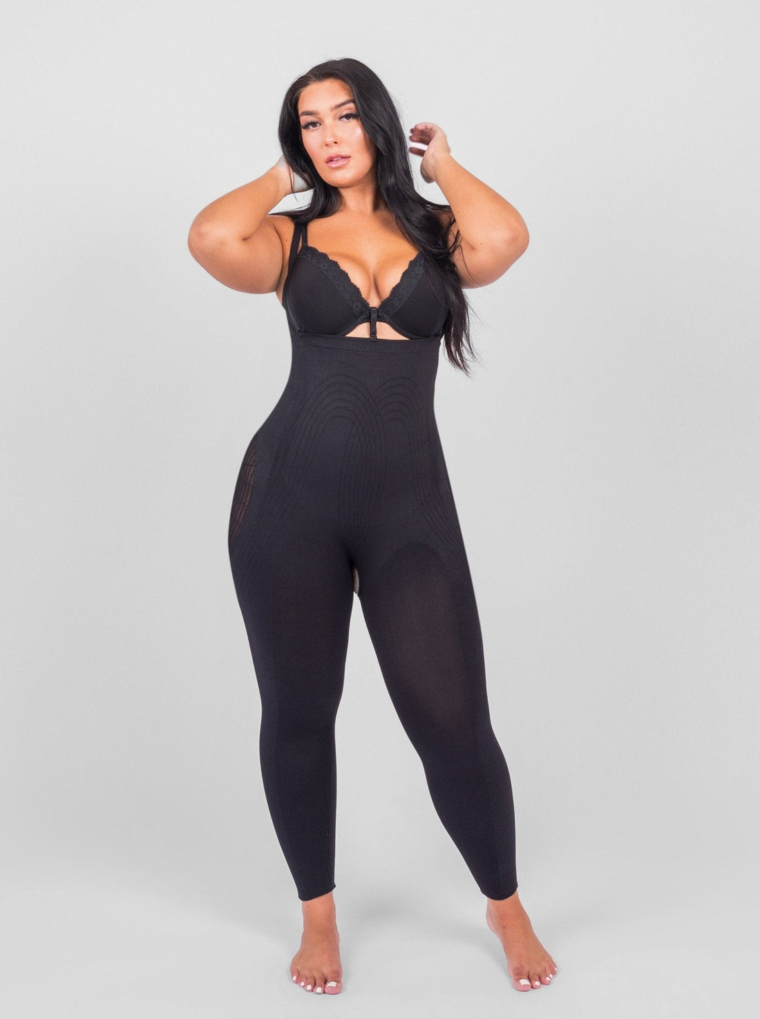 Dhalia - Knee-Length Full Body Shaper with Removable Shoulder Straps