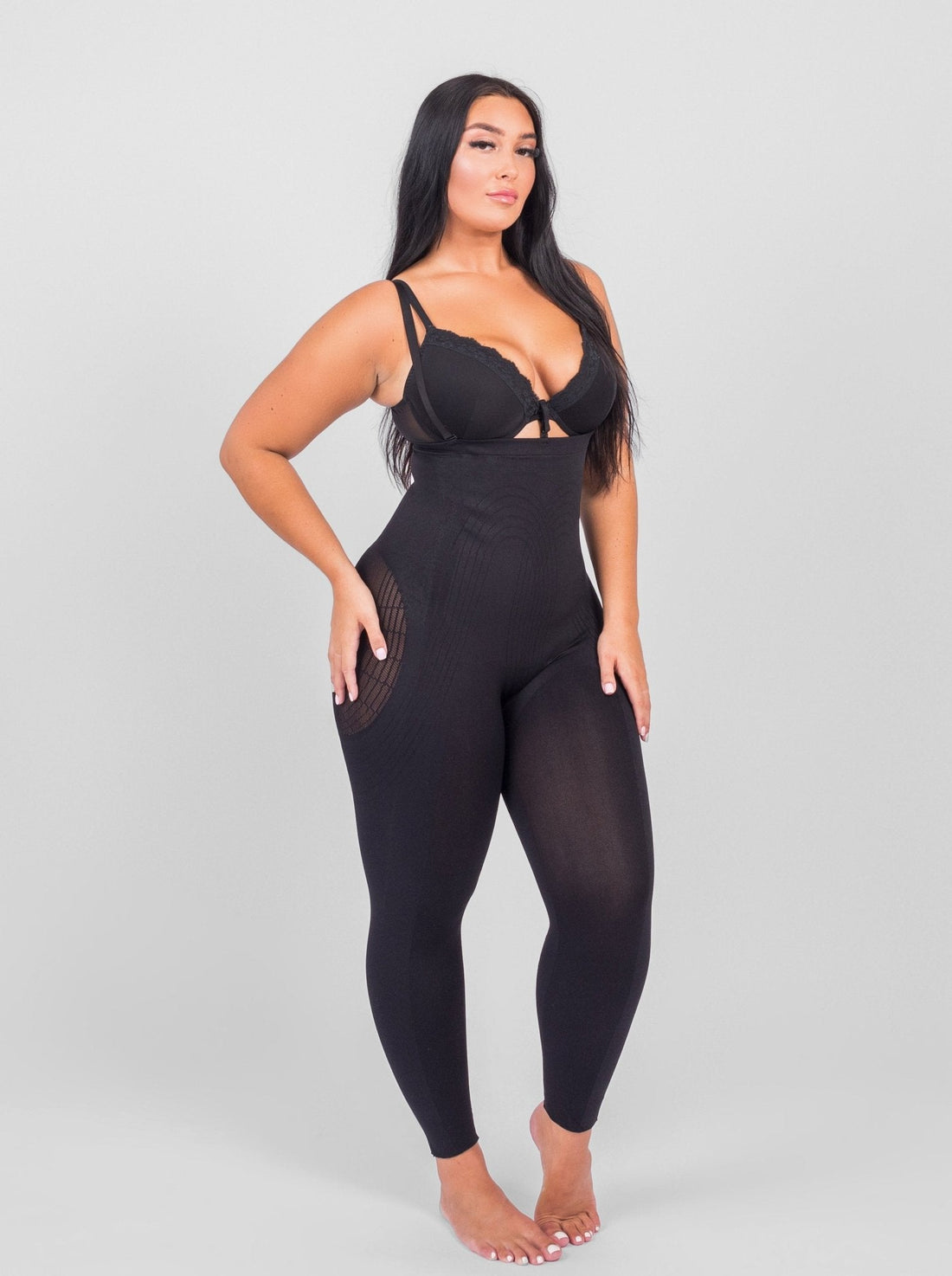 Dhalia - Knee-Length Full Body Shaper with Removable Shoulder Straps