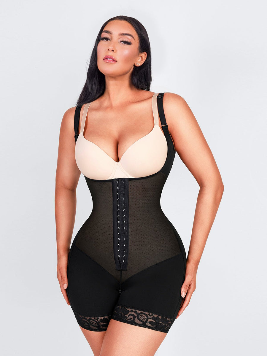 Felicia Short Powernet® - Breathable Latex Body with Open Bust, Tummy Control, and Firm Compression Shapewear.