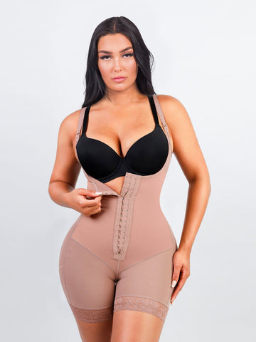 Felicia Short Powernet® - Breathable Latex Body with Open Bust, Tummy Control, and Firm Compression Shapewear.