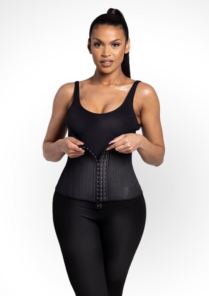 Jasmine - Waist Trainer - Latex Corset with Hooks - 25 Steel Bones