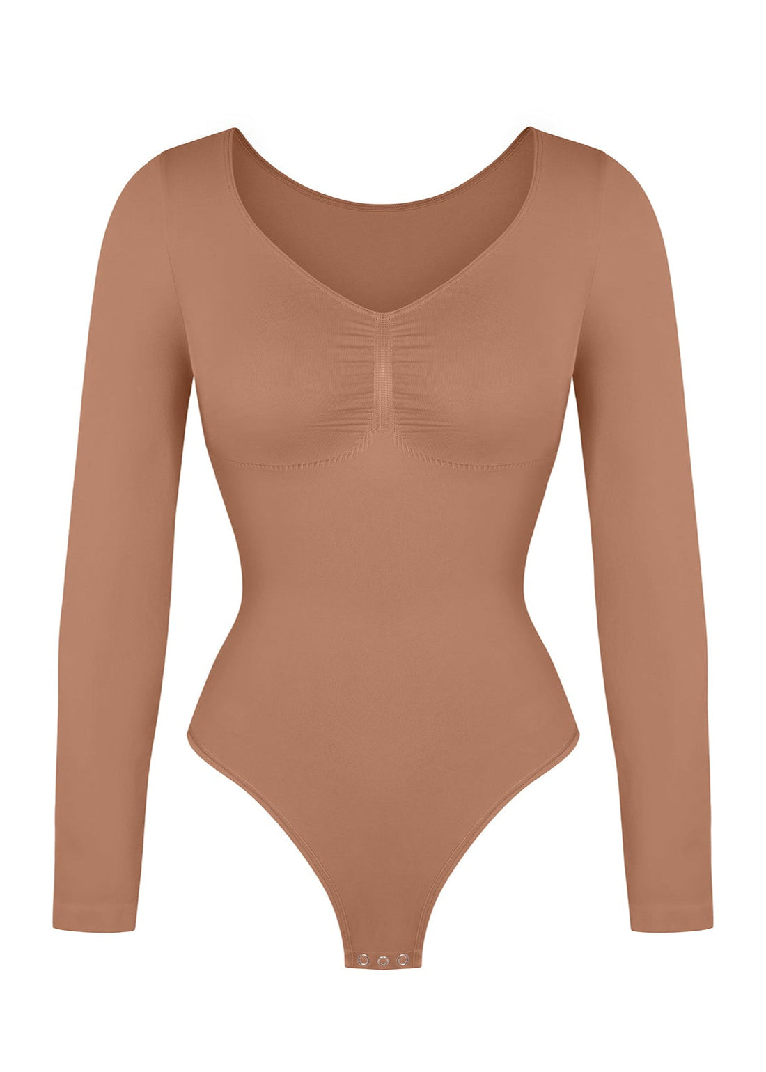 Marcella - Seamless Long Sleeve Bodysuit with Thong, Bust Support & Tummy Control