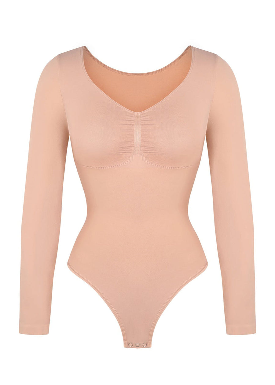 Marcella - Seamless Long Sleeve Bodysuit with Thong, Bust Support & Tummy Control