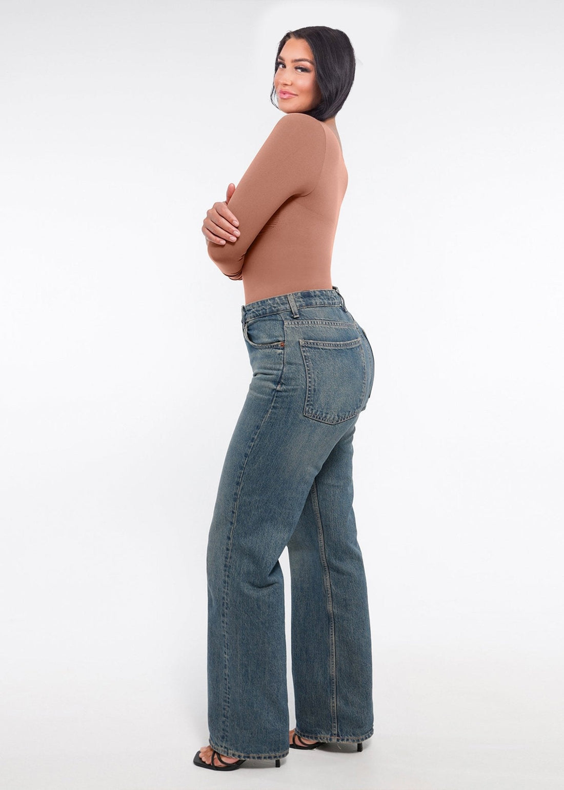 Marcella - Seamless Long Sleeve Bodysuit with Thong, Bust Support & Tummy Control