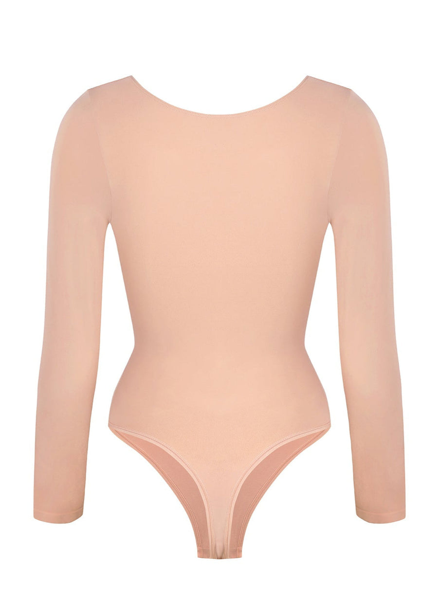 Marcella - Seamless Long Sleeve Bodysuit with Thong, Bust Support & Tummy Control