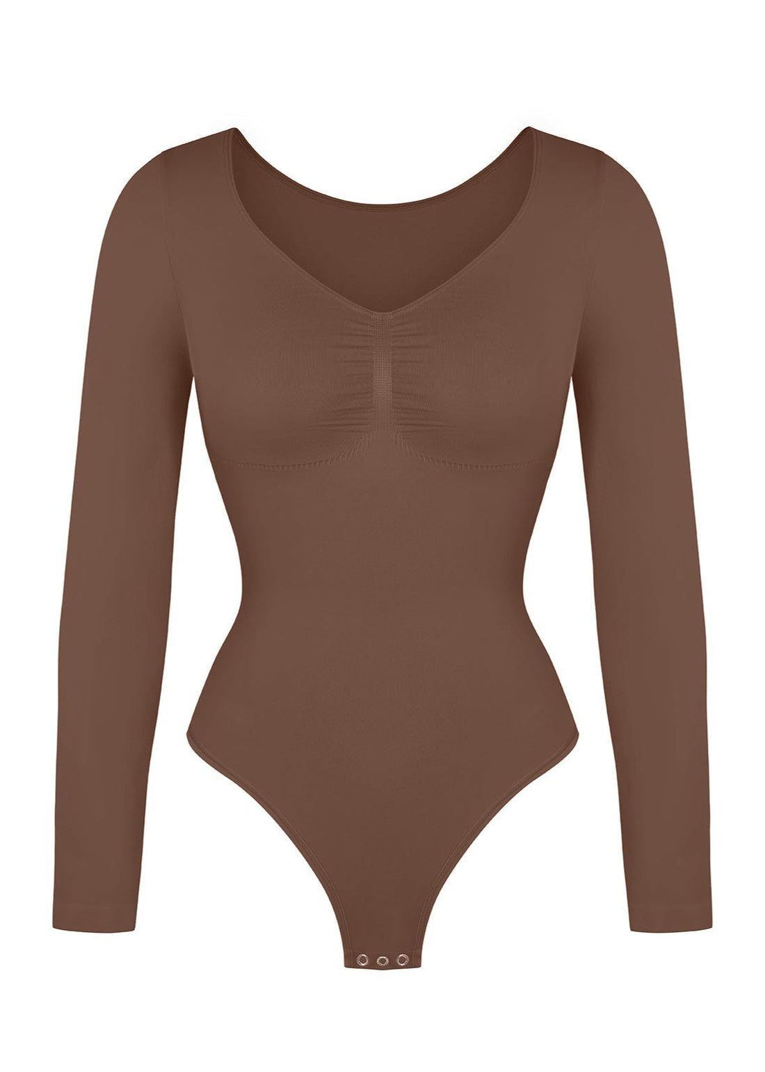 Marcella - Seamless Long Sleeve Bodysuit with Thong, Bust Support & Tummy Control