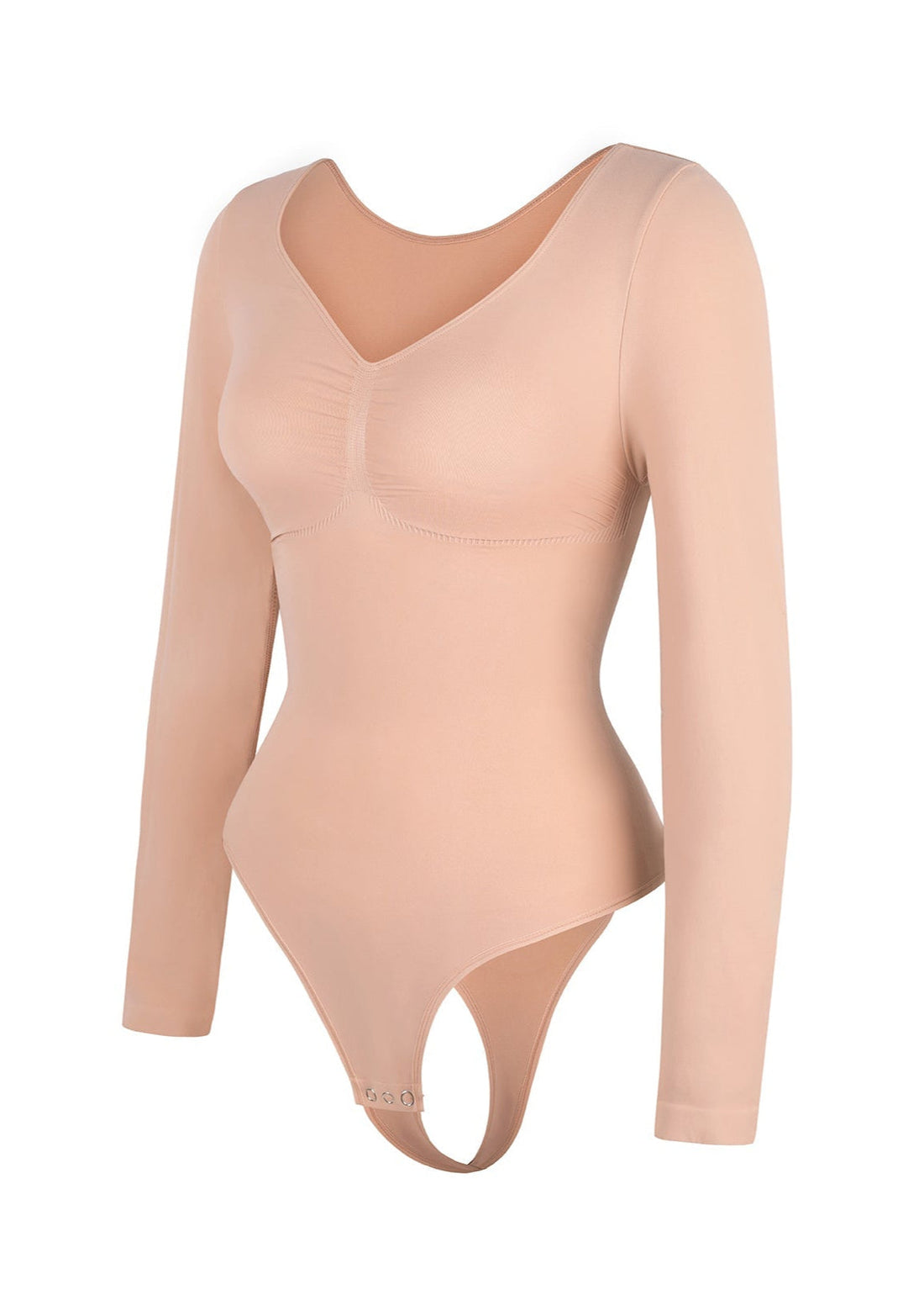 Marcella - Seamless Long Sleeve Bodysuit with Thong, Bust Support & Tummy Control