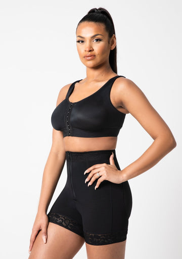 Rose - Butt Lifter with Front Zipper - Lace Edge - Smooth Belly