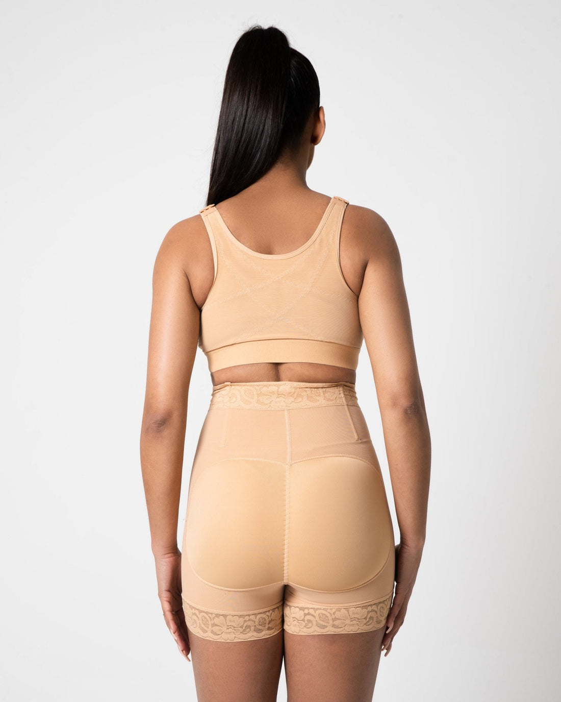 Rose - Butt Lifter with Front Zipper - Lace Edge - Smooth Belly