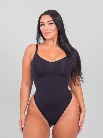 Stefanie - Seamless Bodysuit String with Spaghetti Shoulder Straps