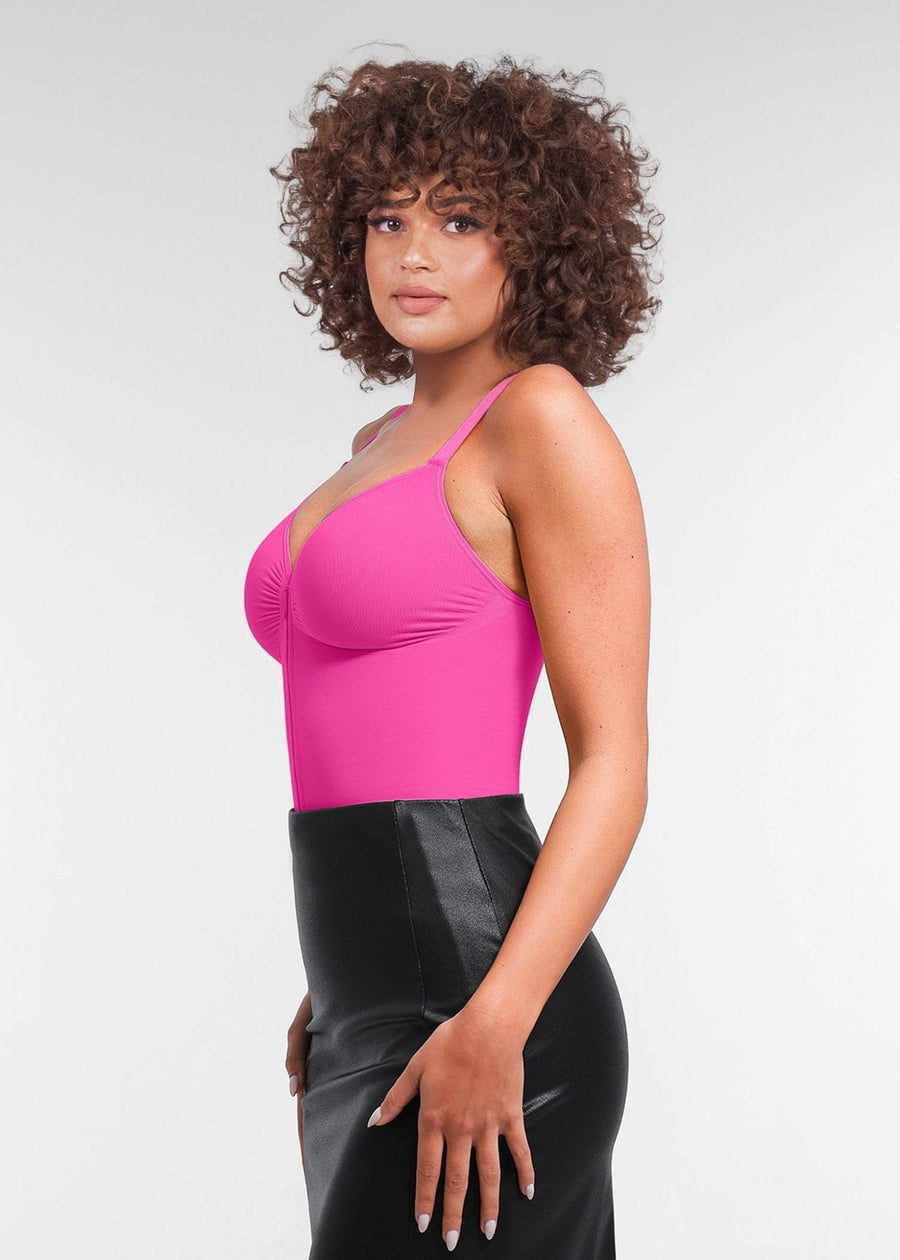 Stefanie Zipper - Seamless Plunge Bodysuit – Breast Support and Internal Clips