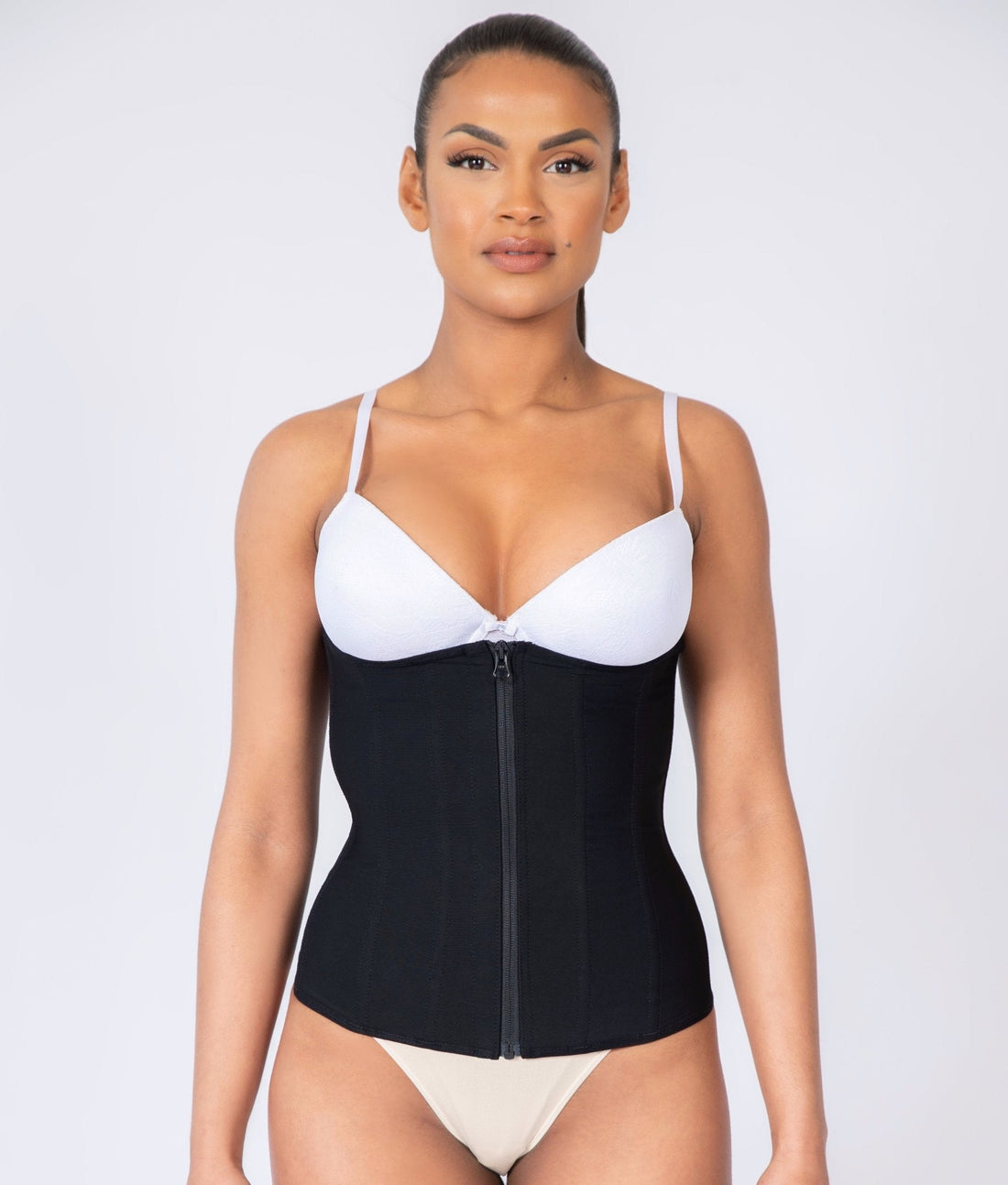 Tara - Waist Trainer with Zipper and Hooks - 9 Steel Boning