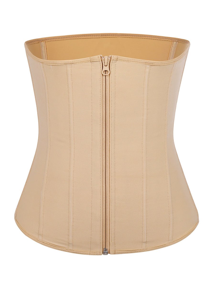 Tara - Waist Trainer with Zipper and Hooks - 9 Steel Boning
