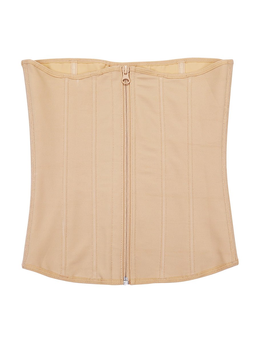 Tara - Waist Trainer with Zipper and Hooks - 9 Steel Boning
