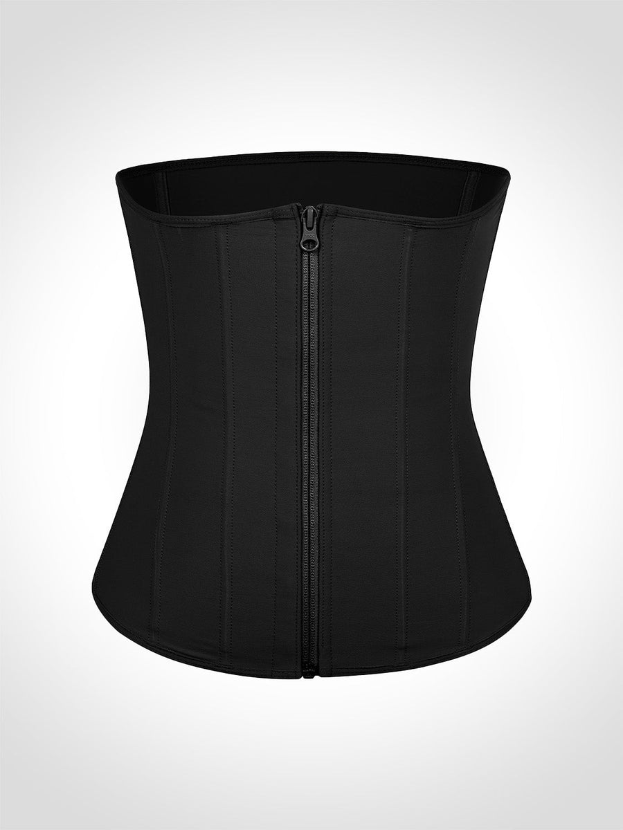 Tara - Waist Trainer with Zipper and Hooks - 9 Steel Boning