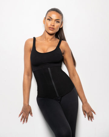 Tara - Waist Trainer with Zipper and Hooks - 9 Steel Boning