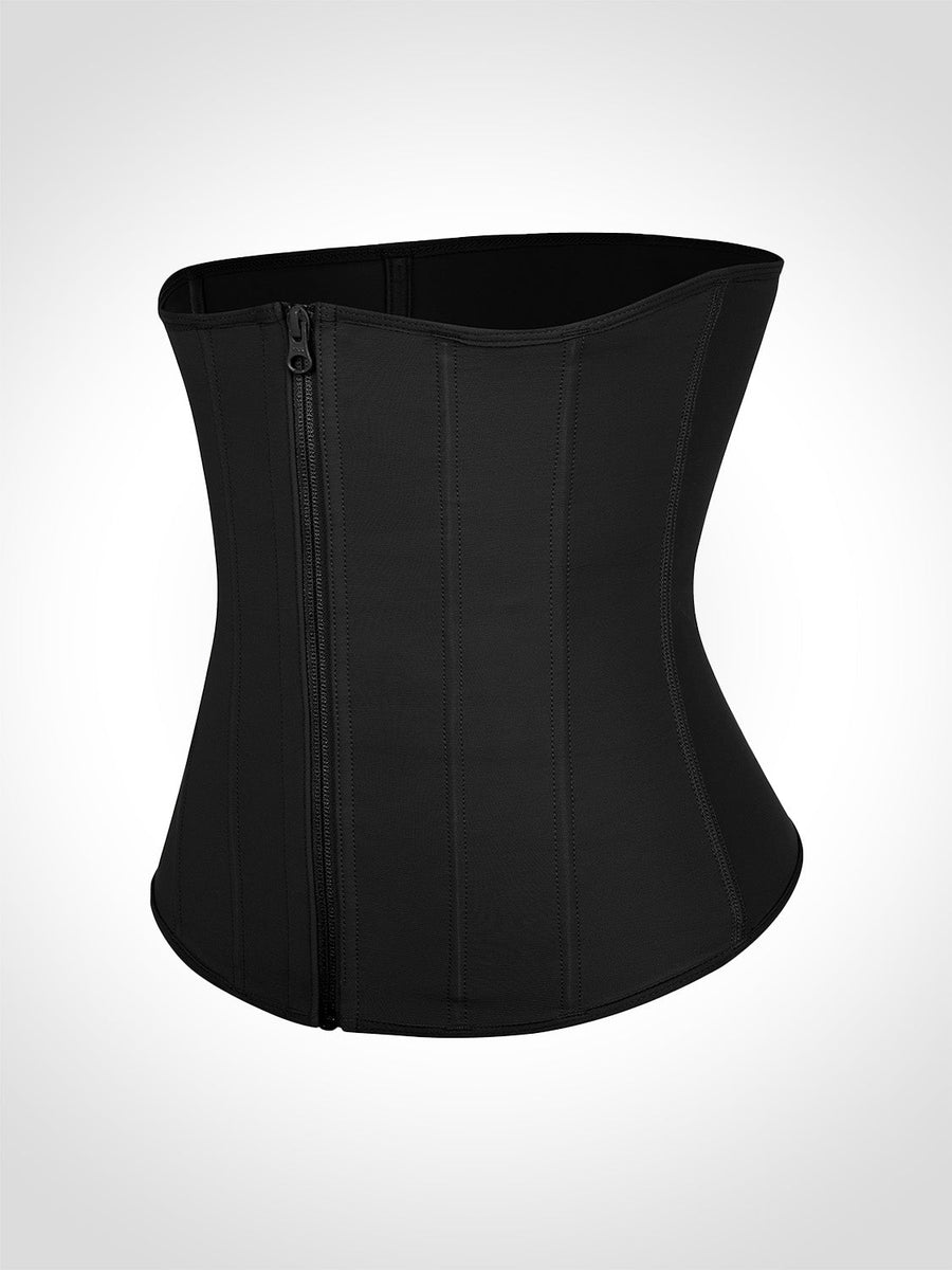 Tara - Waist Trainer with Zipper and Hooks - 9 Steel Boning