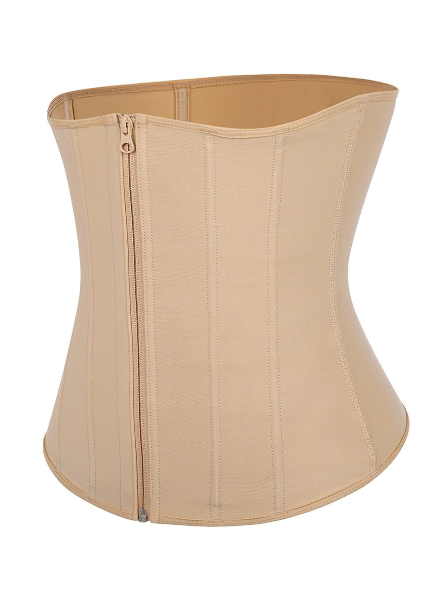 Tara - Waist Trainer with Zipper and Hooks - 9 Steel Boning